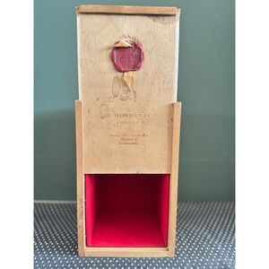 Vintage J.G. Monnet & Co Cognac Wooden Box Red Velvet Lining Wax Seal France